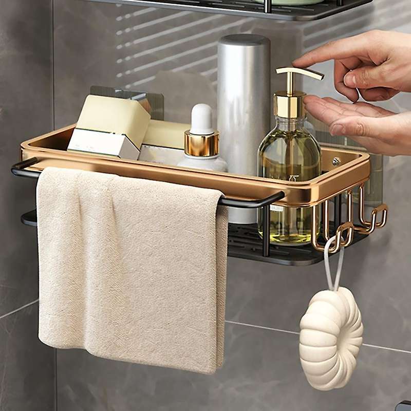 Punch Free Bathroom Shelf Shelves Shampoo Shower Storage Rack