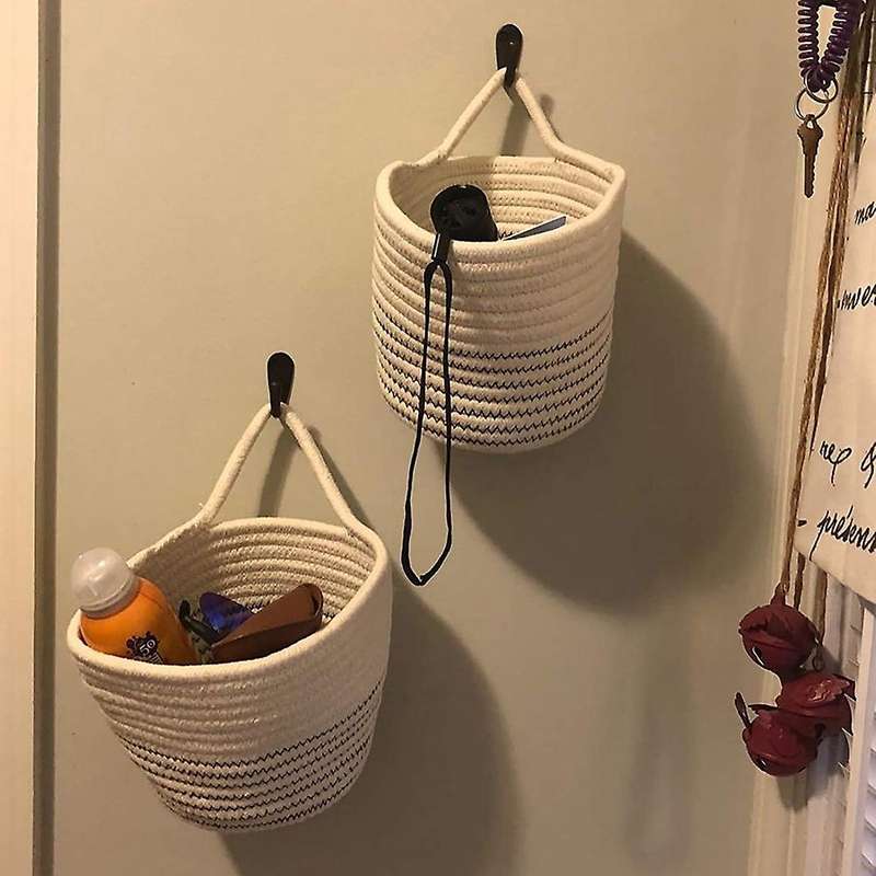 Small Wall Rope Basket,woven Hanging Organizer Basket