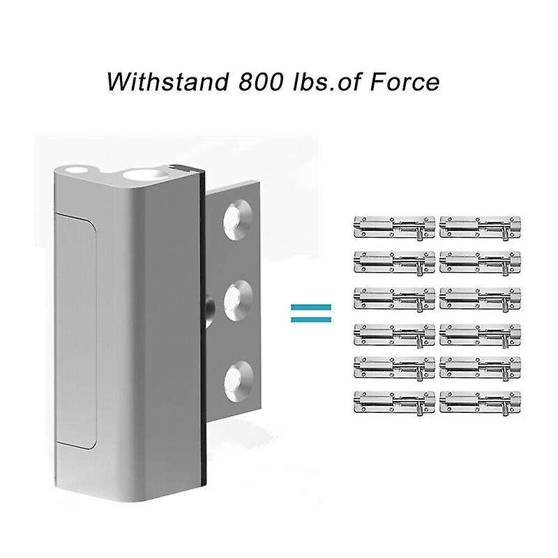 1pcs Security Home Door Reinforcement Lock Withstand 800 Lbs - Silver
