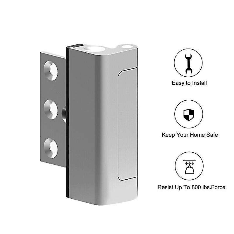 1pcs Security Home Door Reinforcement Lock Withstand 800 Lbs - Silver
