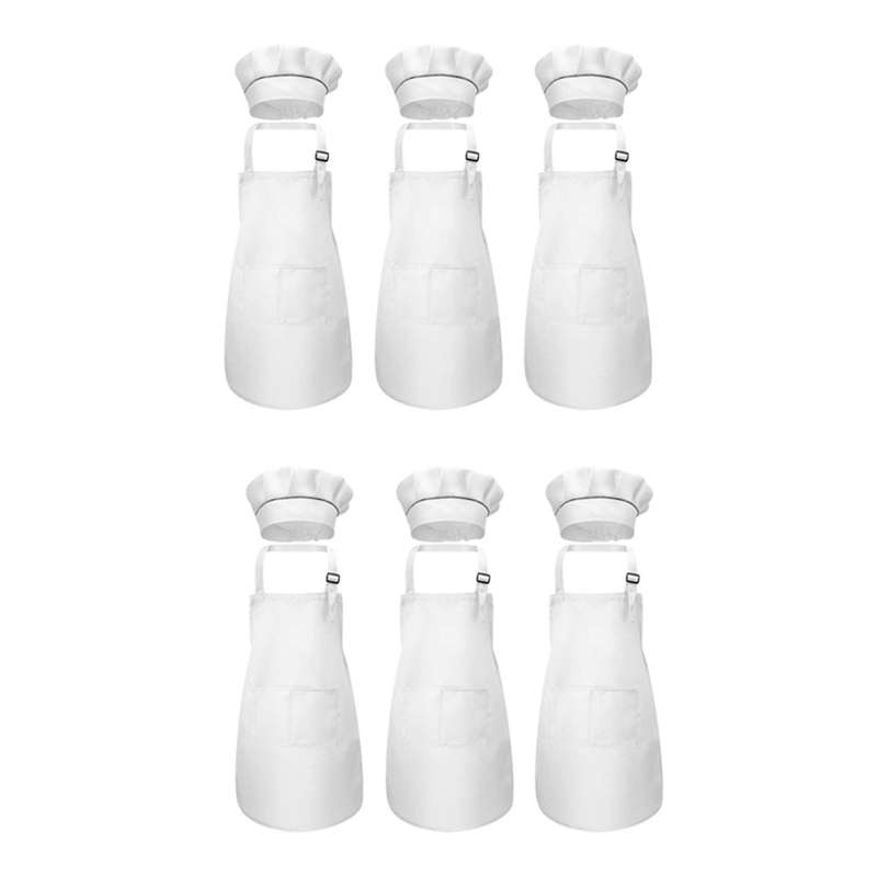 12-piece Children's Apron and Chef Hat Set Adjustable
