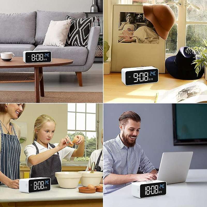 Digital Alarm Clock with Wireless Charging,digital Clock (black)