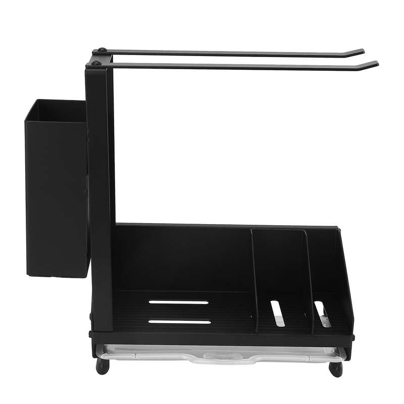 Kitchen Sink Sponge Holder Organizer + Towel Rack and Brush Holder