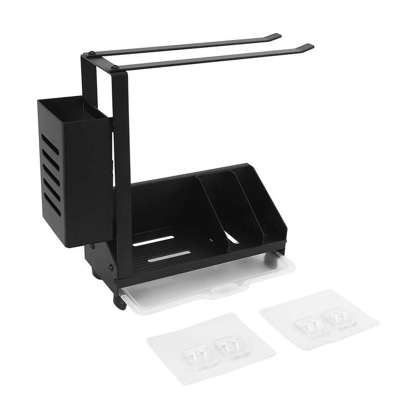 Kitchen Sink Sponge Holder Organizer + Towel Rack and Brush Holder