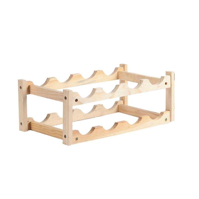 Standing Wooden Wine Rack Organizer Decoration Rack-wood Color