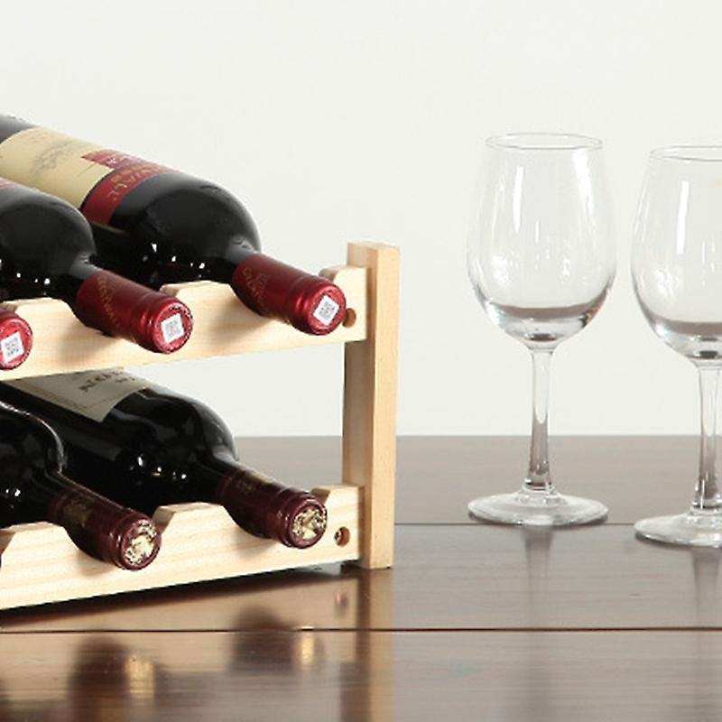 Standing Wooden Wine Rack Organizer Decoration Rack-wood Color