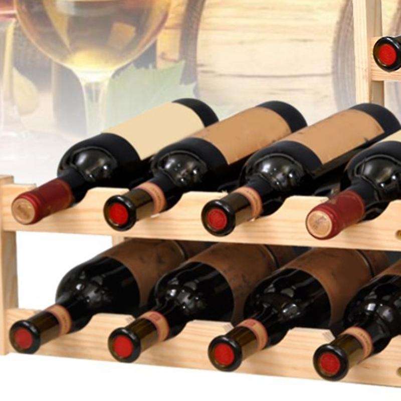 Standing Wooden Wine Rack Organizer Decoration Rack-wood Color