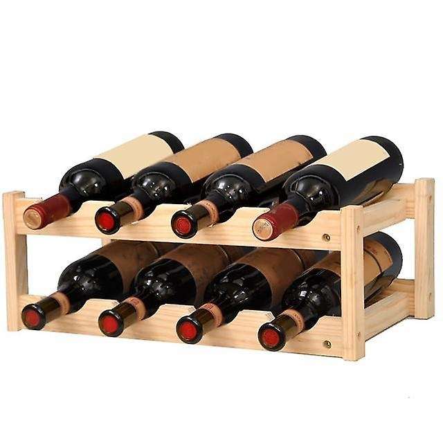 Standing Wooden Wine Rack Organizer Decoration Rack-wood Color
