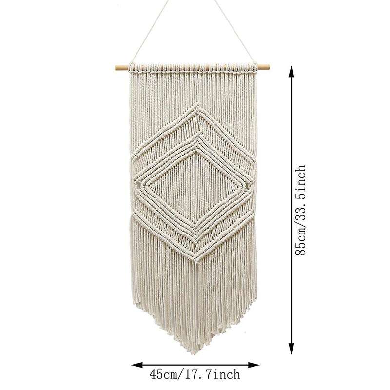 Bohemian Macrame Wall Hanging Tapestry Beige Home Art Decoration
