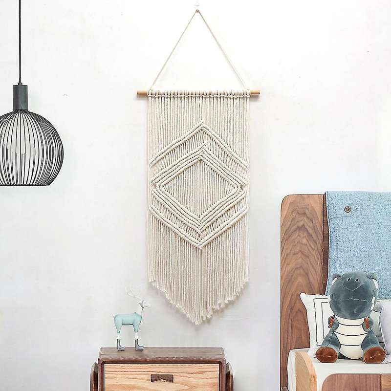 Bohemian Macrame Wall Hanging Tapestry Beige Home Art Decoration