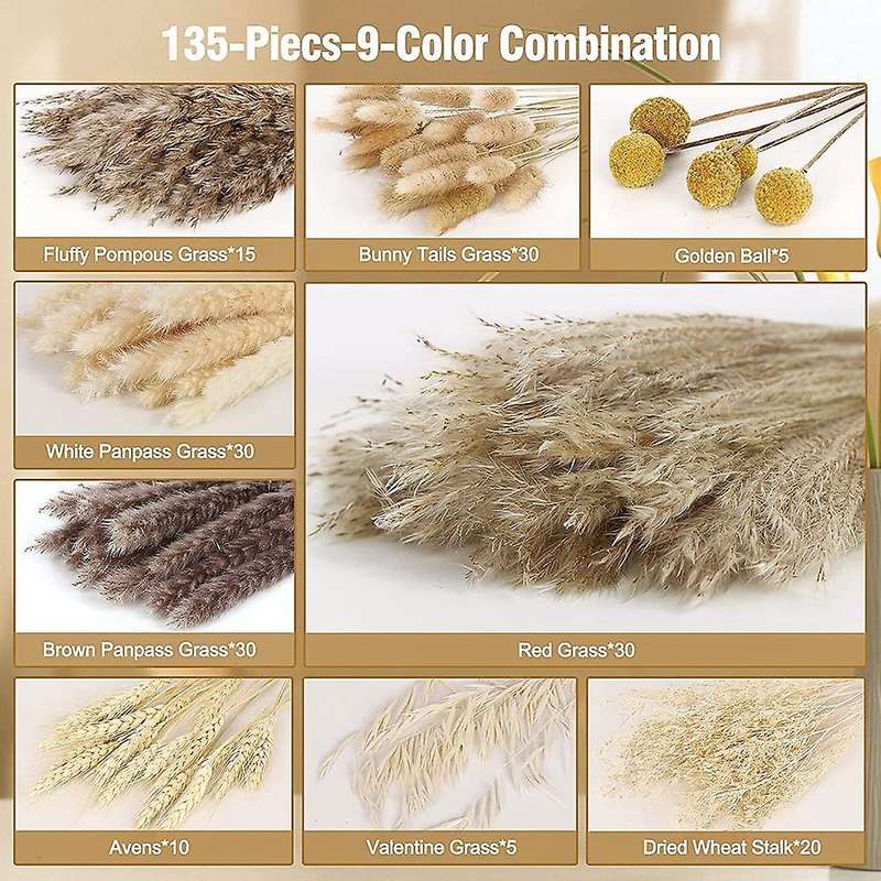135pcs 17 Inch Pompous Grass Fluffy Stem Bouquet