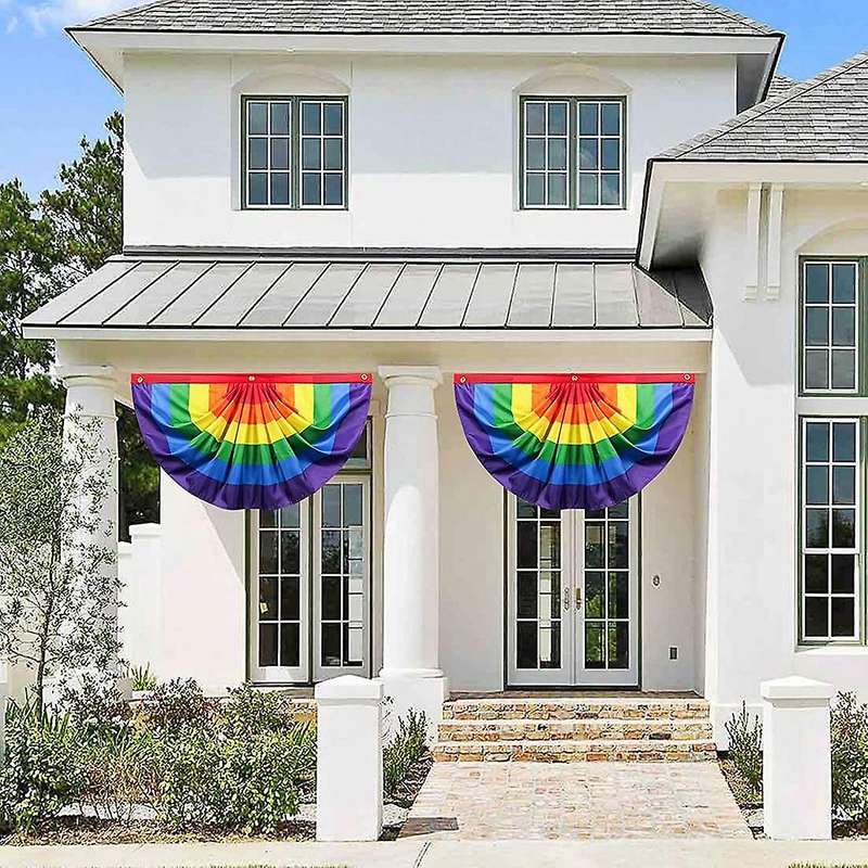 8piece Rainbow Pride Bunting,rainbow Pride Pleated Fan Flag Banner