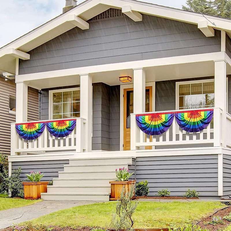 8piece Rainbow Pride Bunting,rainbow Pride Pleated Fan Flag Banner