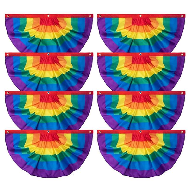 8piece Rainbow Pride Bunting,rainbow Pride Pleated Fan Flag Banner