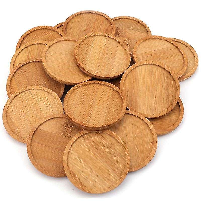 20 Packs Of Bamboo Plant Saucers-3.34 Inch Round Plant Succulent
