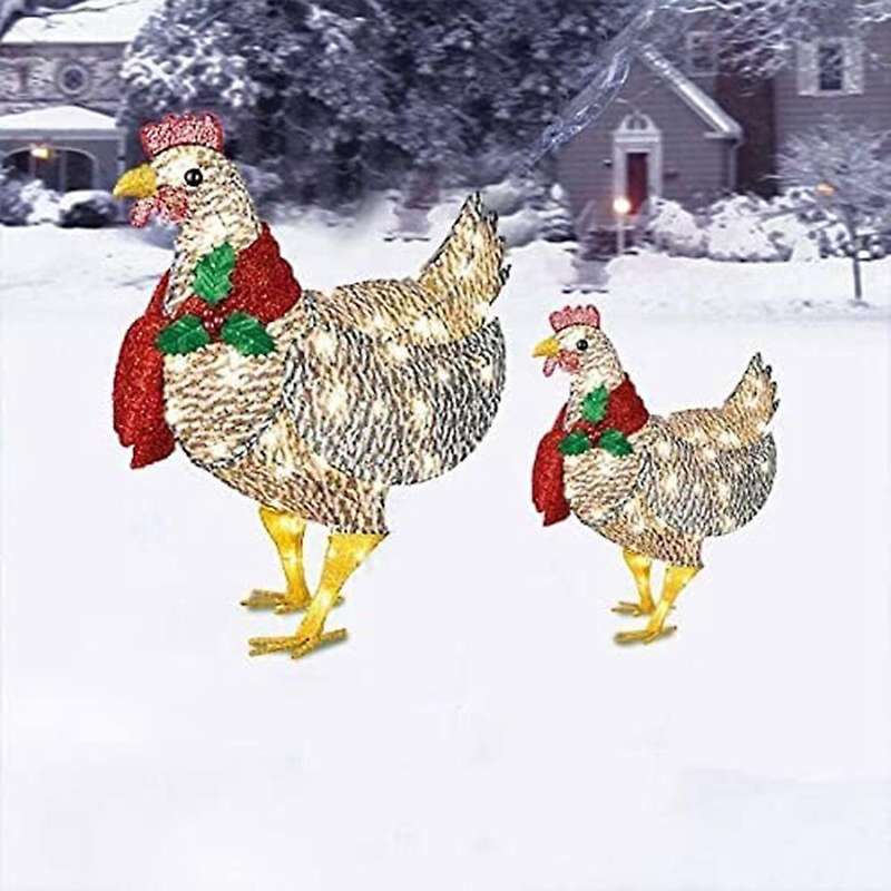 Light-up Chicken with Scarf Holiday Decor Led for Garden Patio , L