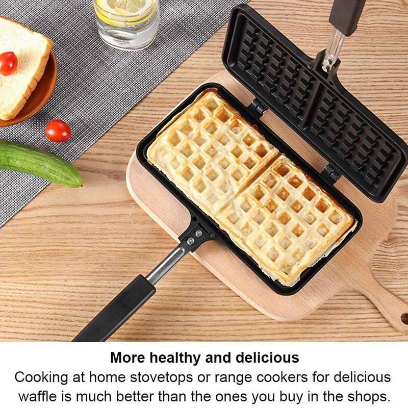 Stove Top Waffle Maker Dual Head Waffle Baking Mold for Home Kitchen