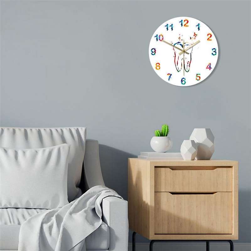 Colorful Tooth Acrylic Wall Clock for Dental Clinic Modern Home Decor
