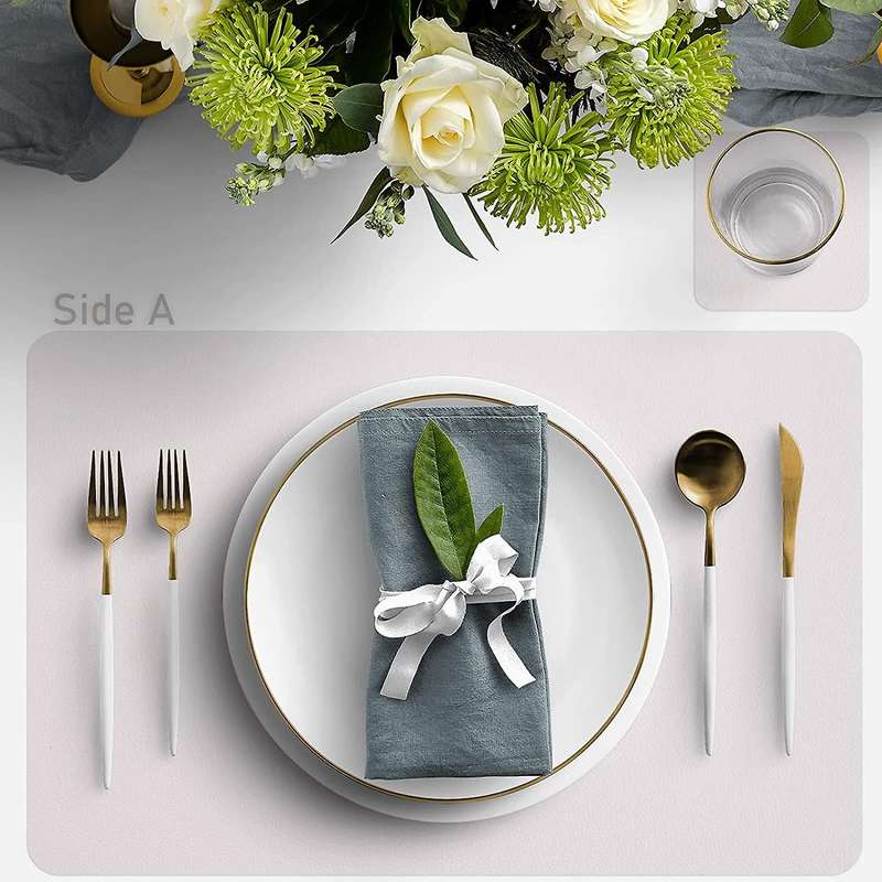 Placemats Leather and Coasters, Double-sided Pu Mats (green/beige)