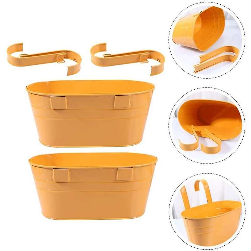 2 Pcs Flower Pot with Detachable Hook, Outdoor Flower Pot (orange)