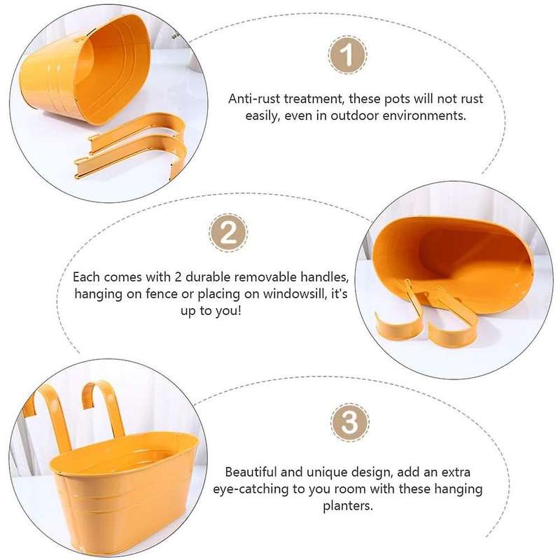 2 Pcs Flower Pot with Detachable Hook, Outdoor Flower Pot (orange)