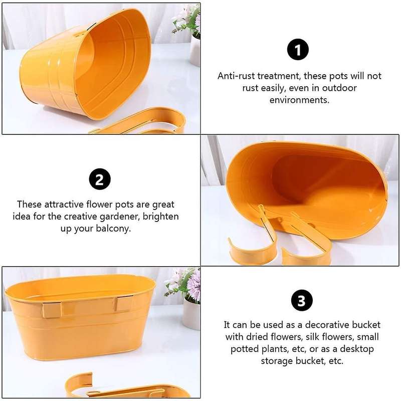 2 Pcs Flower Pot with Detachable Hook, Outdoor Flower Pot (orange)