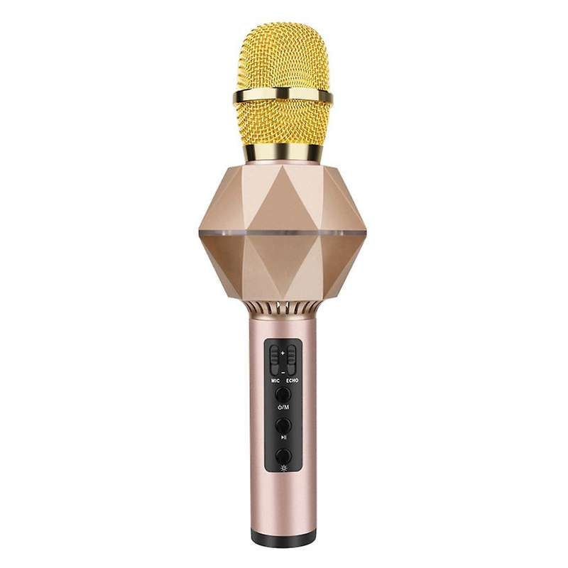 Bluetooth Condenser Karaoke Mic Dazzle Color Handheld Stereo Gold