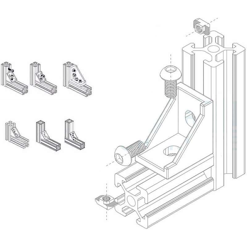 100pcs 2020 Series Aluminum Profile Connector Set for 6mm Slot