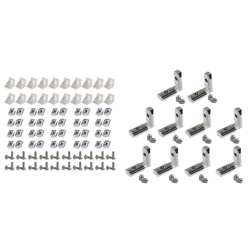 100pcs 2020 Series Aluminum Profile Connector Set for 6mm Slot