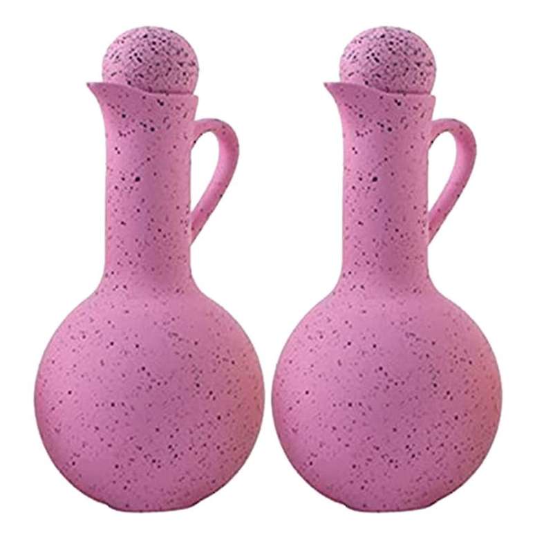 2 Pcs Ceramic Seasoning Bottle Household Oil Vinegar Bottle Pink