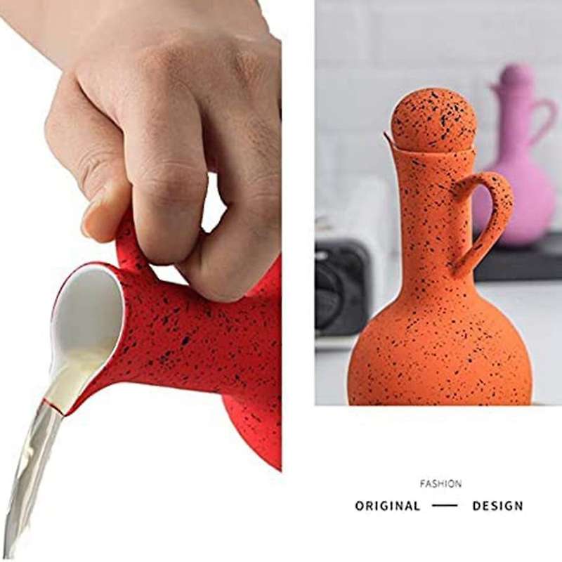 2 Pcs Ceramic Seasoning Bottle Household Oil Vinegar Bottle Pink