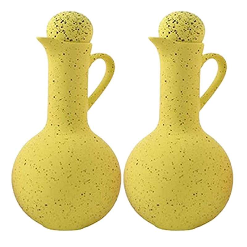 2 Pcs Ceramic Seasoning Bottle Household Oil Vinegar Bottle Yellow