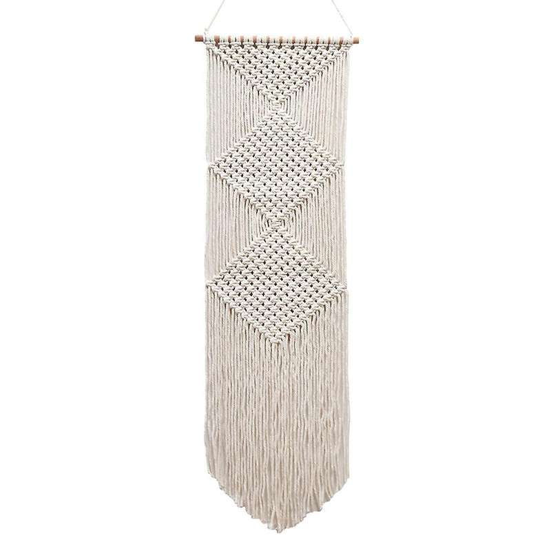 Rhombus Macrame Wall Hanging - Hand-woven Tapestry with Tassels