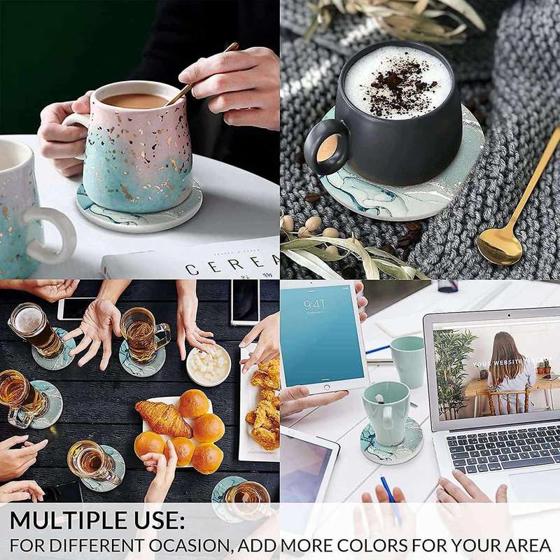 Ceramic Coasters for Drinks Water Absorbent,cork Marble with Holder