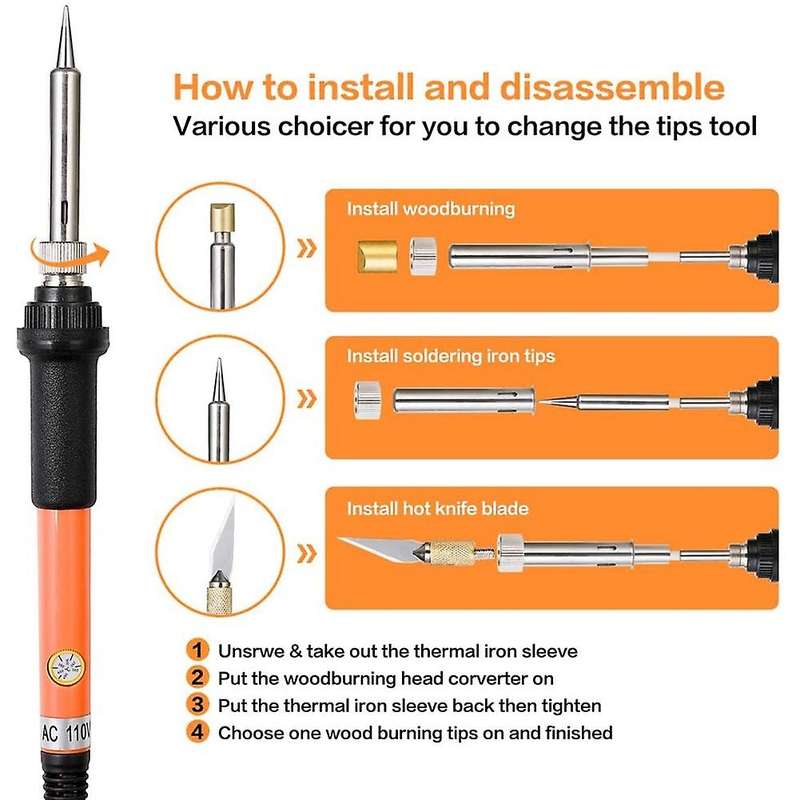 Woodburning Tool with Soldering Iron Temperature Adjustable Us Plug