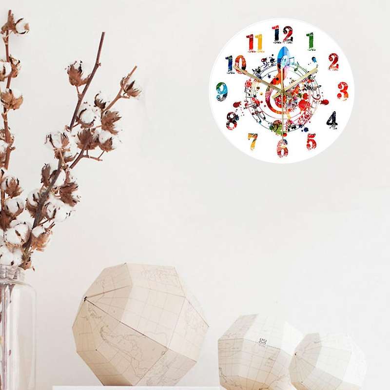 Colorful Music Note Wall Clock Creative Clock Ornate Home Decor