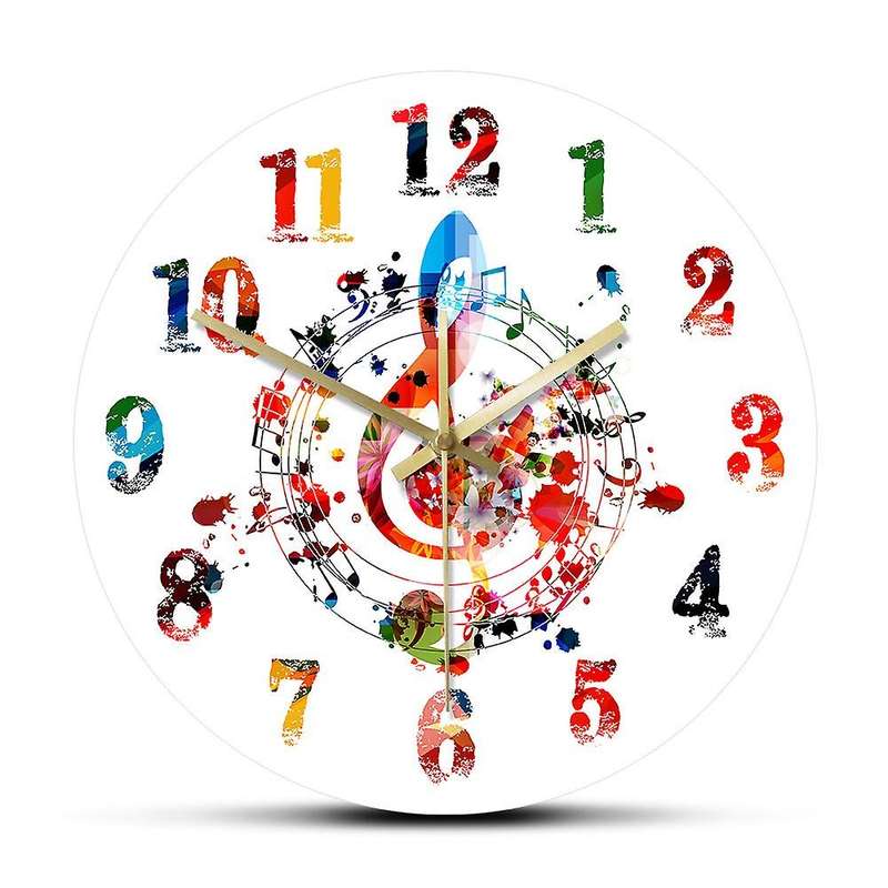 Colorful Music Note Wall Clock Creative Clock Ornate Home Decor