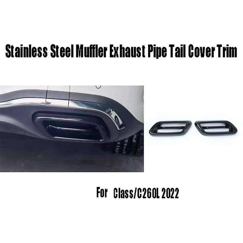 2pcs Stainless Steel Muffler Exhaust Pipe Tail Cover Trim Car