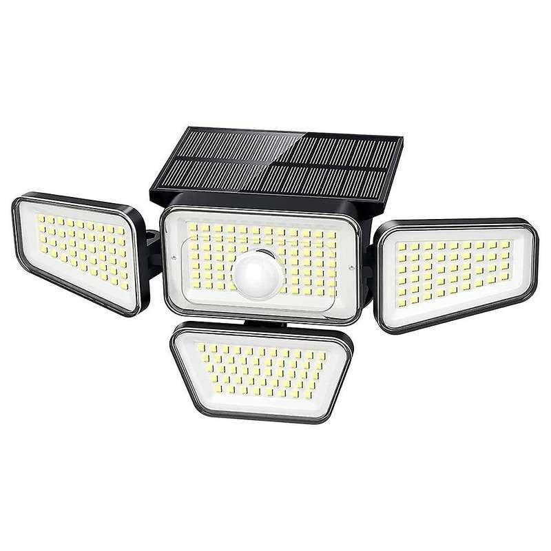 Solar Lights Outdoor,270 Led 3000lm Sensor Light,4 Heads 3 Modes
