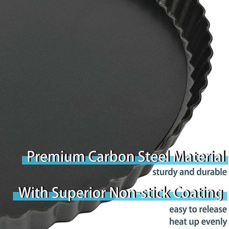 Set Of 6 Tart Moulds with Loose Base, Carbon Steel Tartelette Moulds