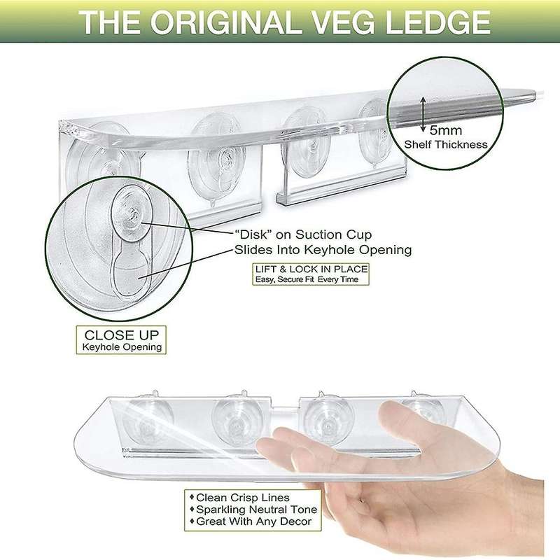 Bonsai Suction Cup Acrylic Ledge Window Shelf Bathroom Display Rack