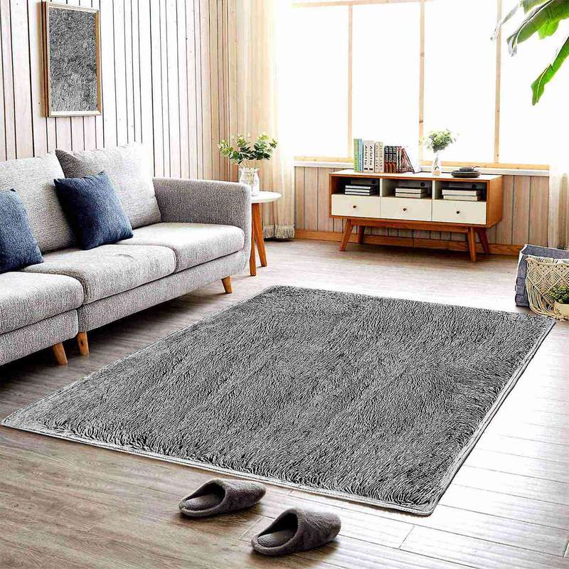 Fluffy Rugs for Bedroom,with Backing Non-slip Points(3x5 Feet,grey)