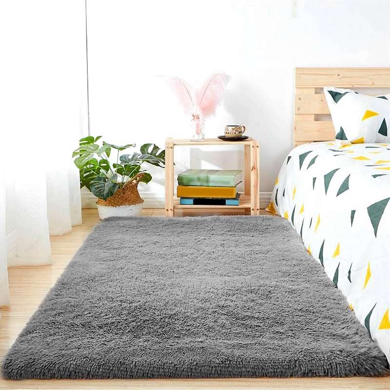 Fluffy Rugs for Bedroom,with Backing Non-slip Points(3x5 Feet,grey)