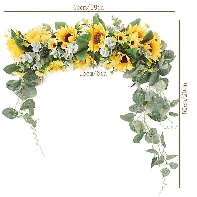 Greenery Swag Spring Floral Swag with Sunflower and Green Leaves