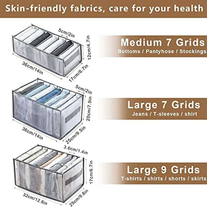6pcs Wardrobe Clothes Organizer for Jeans, Drawer Organizers