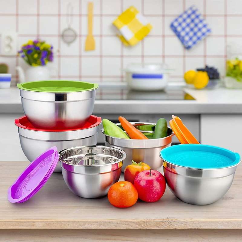 Mixing Bowl with Lid Set Of 5, for Prepping, Mixing and Serving