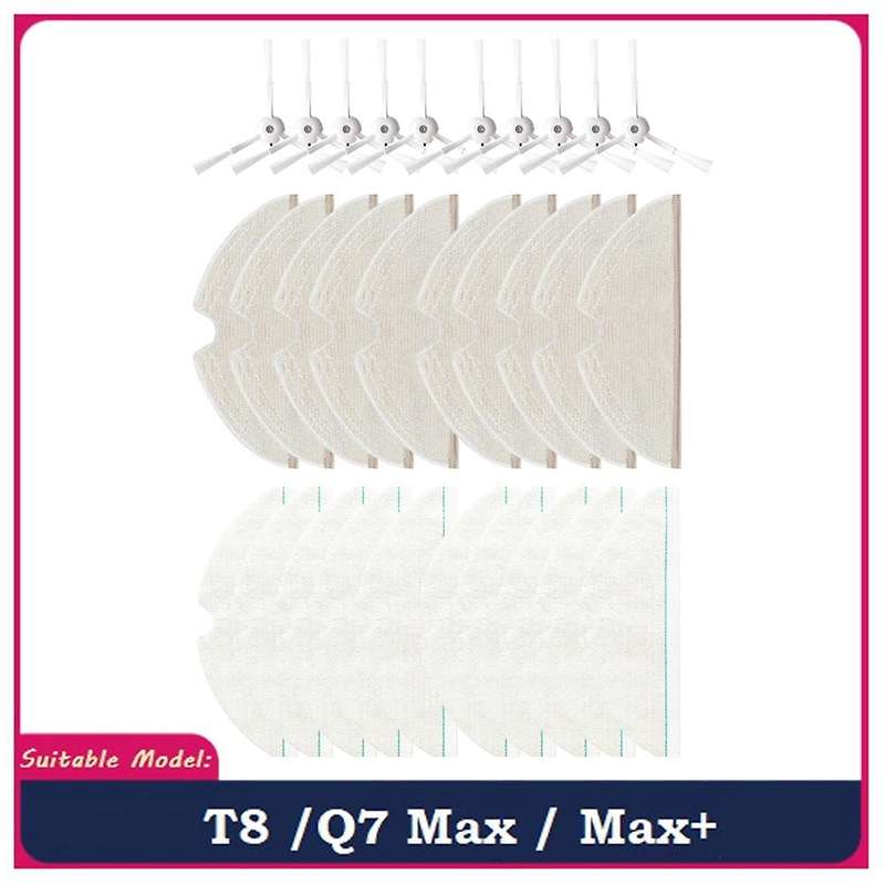 30pcs Mop Cloth Side Brush for Roborock T8/q7 Max / Max+ Robot