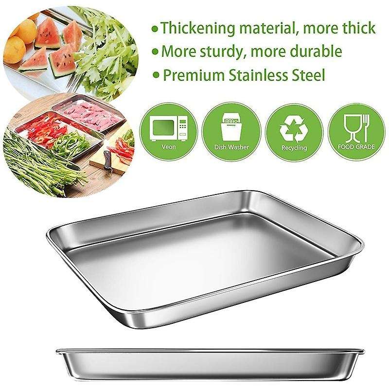 Baking Sheet Pans Stainless Steel Heavy Rectangle Tray , 3 Piece/set