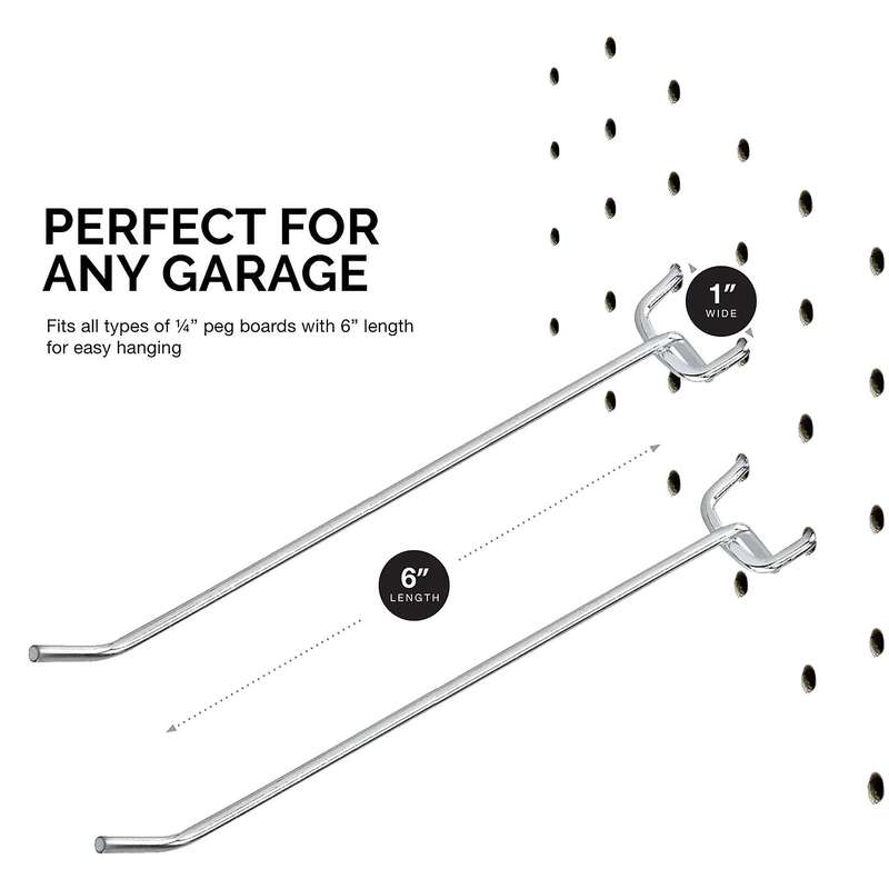50 Pcs 6-inch Pegboard Hooks Shelving Hooks and Organizer Assortment