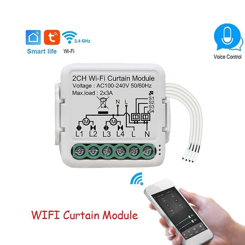 Tuya Smart Wifi Curtain Module Blind Switch, 2 Gang